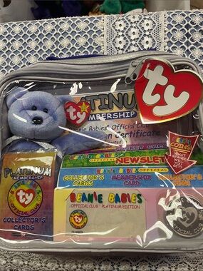 Ty Purple Plush Bear Platinum Membership Set